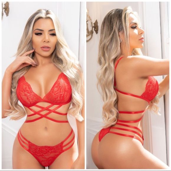 ❤️ NEW red transparent wireless lingerie set - Picture 1 of 6